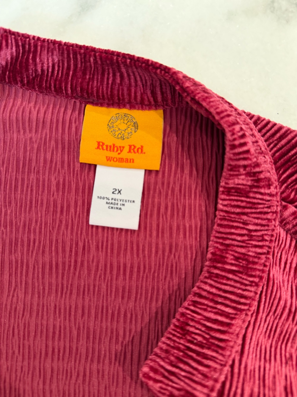Ruby Rd. Long Sleeve Ruffle Cuff Top - Pink - Picture 5 of 7